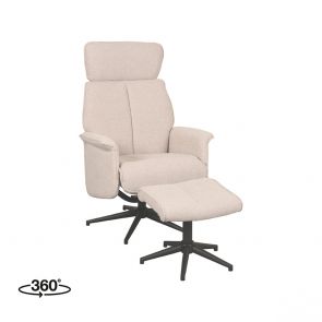 Relaxfauteuil Verdal + Hocker 77x79x109 cm Naturel Touch Perspectief 360 v2